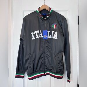 Italina Dark Gray Bomber Jacket with Tricolor Details